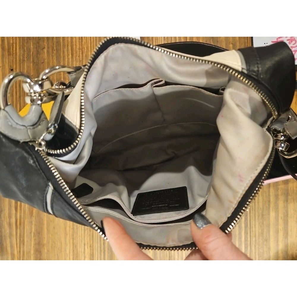 Coach Kristin Spectator Leather Hobo 2 Way Bag Convertible‎ Monochrome  Pt02 - Picture 14 of 16